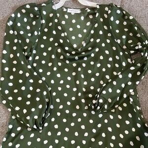 Green Polka Dot Blouse NWOT